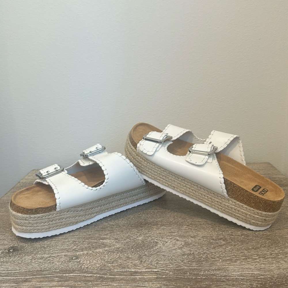 ASOS double buckle platform mule